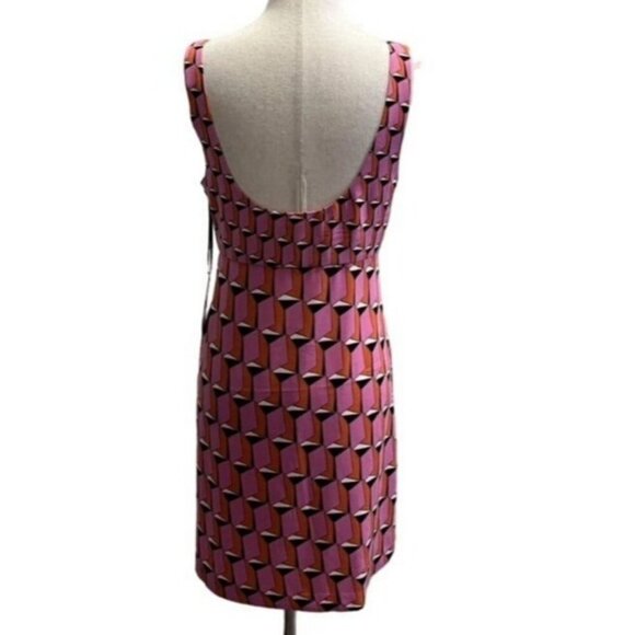 Diane von Furstenberg Pink Geometric Print Sleeveless Dress Recycled Polyester - Picture 4 of 10